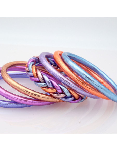 Jonc Bouddhiste tressé 5 couleurs violet