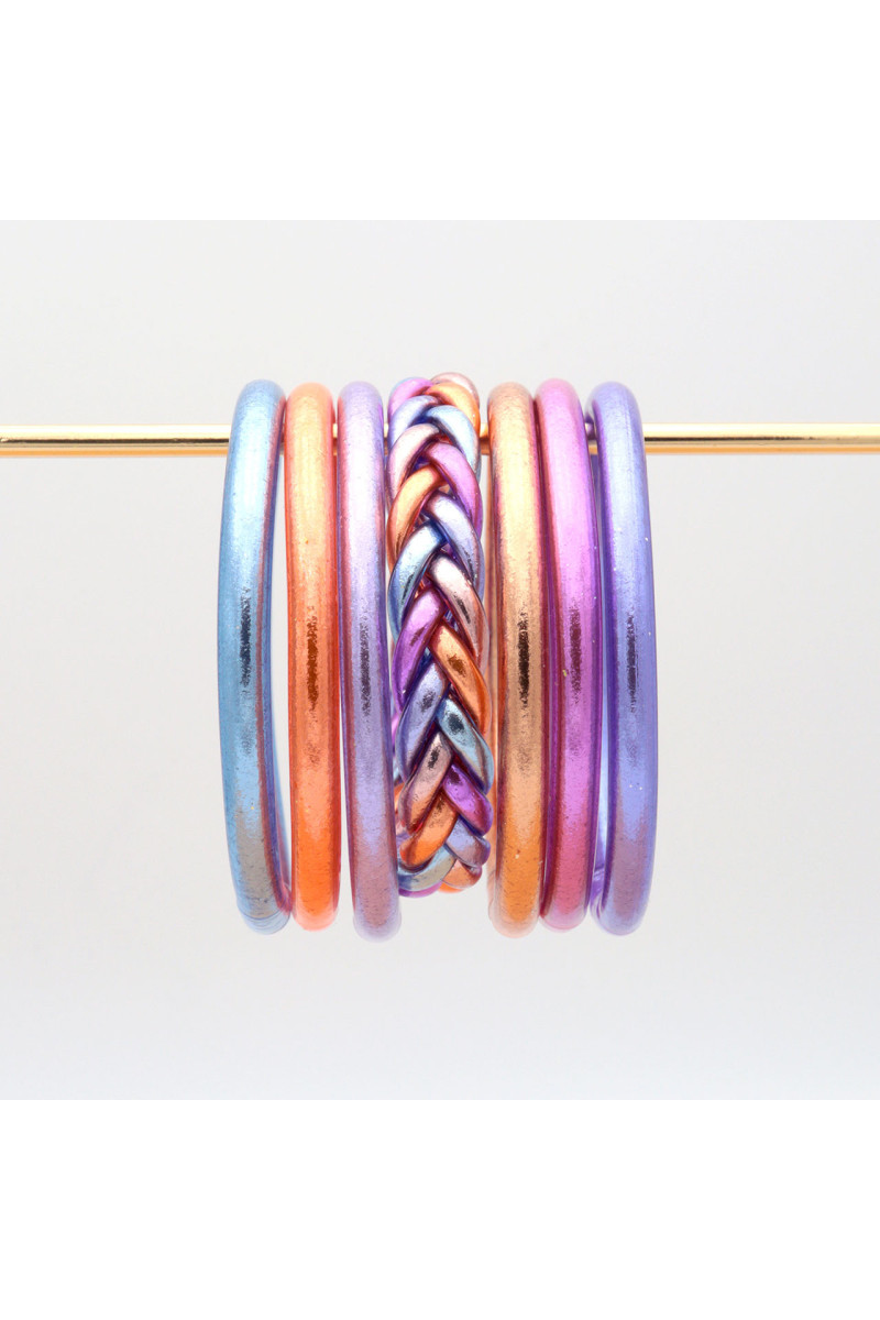 Jonc Bouddhiste tressé 5 couleurs violet