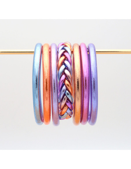 Jonc Bouddhiste tressé 5 couleurs violet