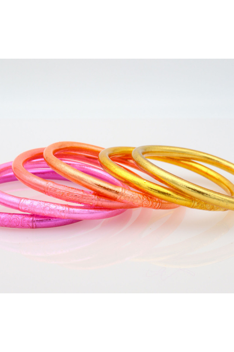 Lot de 6 joncs bouddhistes mantra Rose et Corail