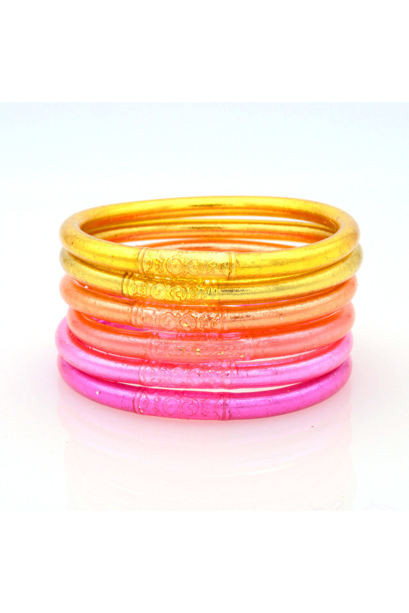 Lot de 6 joncs bouddhistes mantra Rose et Corail