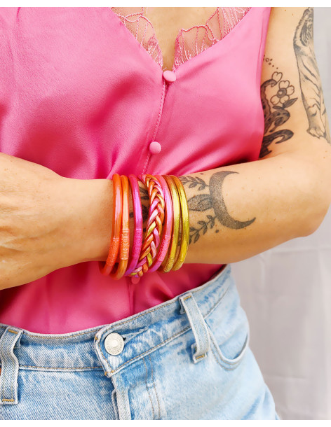 Lot de 6 joncs bouddhistes mantra Rose et Corail 2