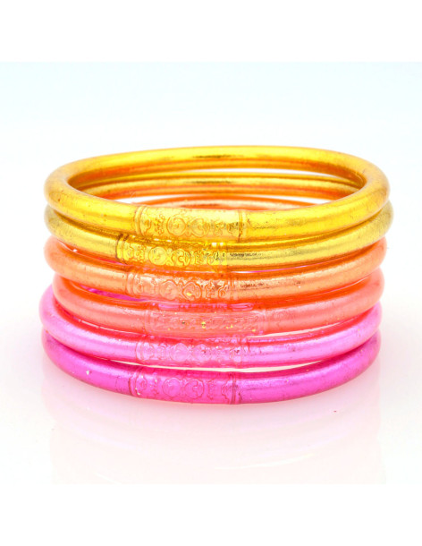 Lot de 6 joncs bouddhistes mantra Rose et Corail