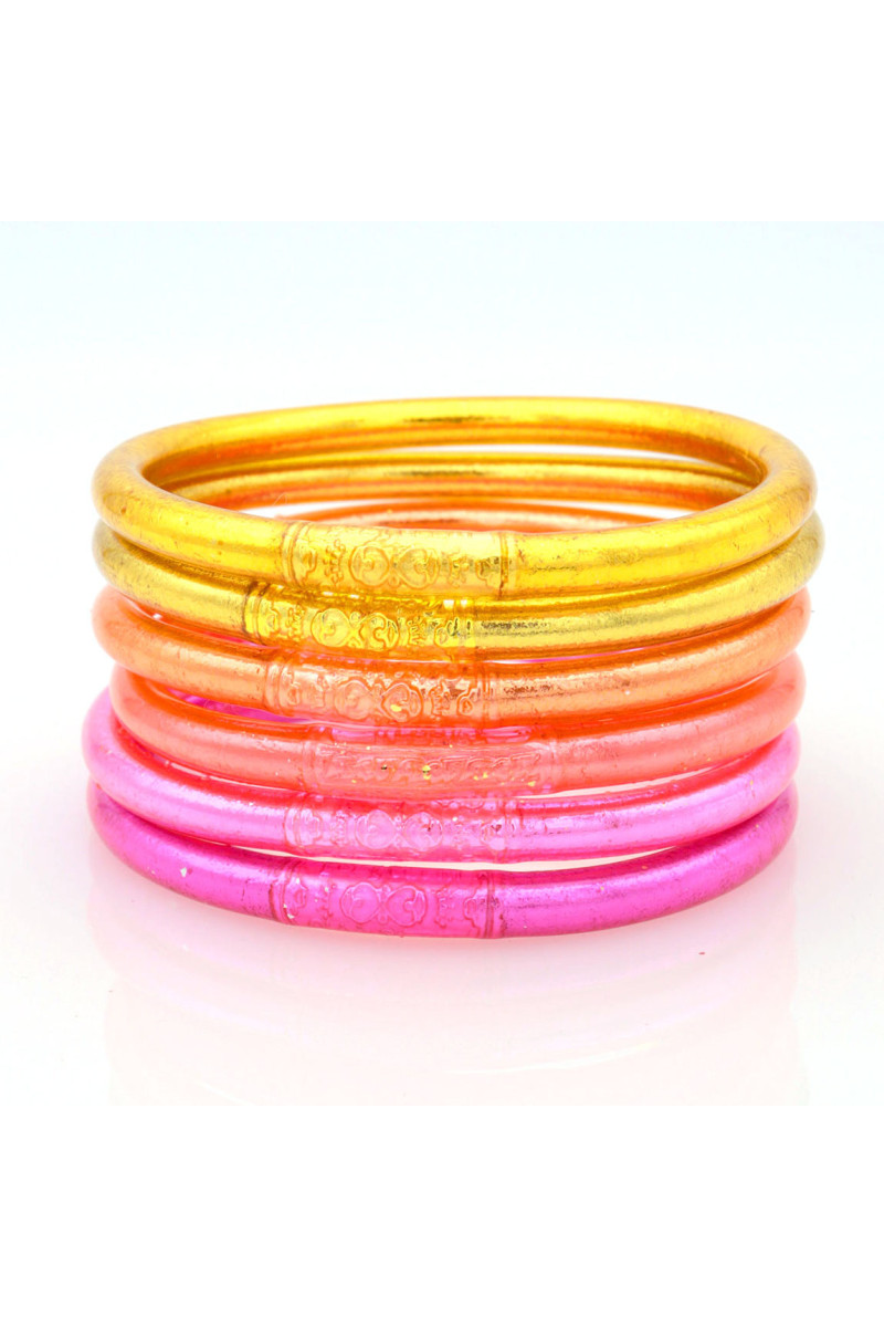 Lot de 6 joncs bouddhistes mantra Rose et Corail