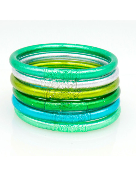 Lot de 6 joncs bouddhistes mantra VERT