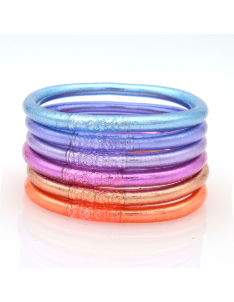 Lot de 6 joncs bouddhistes mantra VIOLET