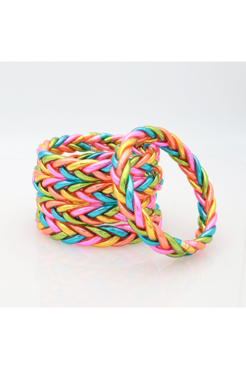 Jonc Bouddhiste tressé 5 couleurs peps