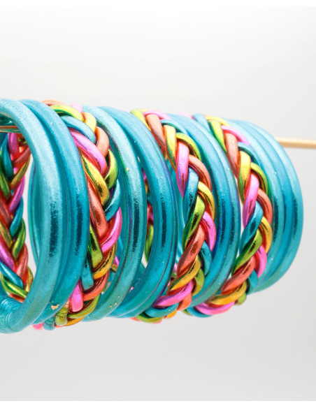 Jonc Bouddhiste tressé 5 couleurs peps