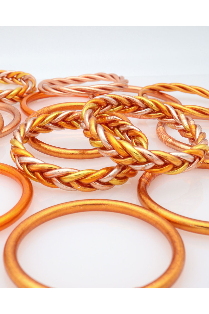 Jonc Bouddhiste tressé 5 couleurs Orange
