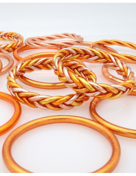 Jonc Bouddhiste tressé 5 couleurs Orange