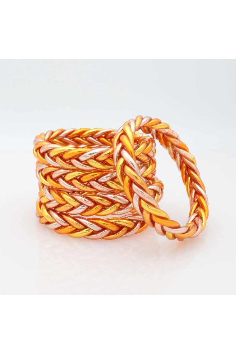 Jonc Bouddhiste tressé 5 couleurs Orange