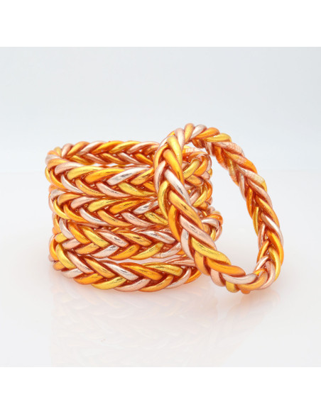 Jonc Bouddhiste tressé 5 couleurs Orange