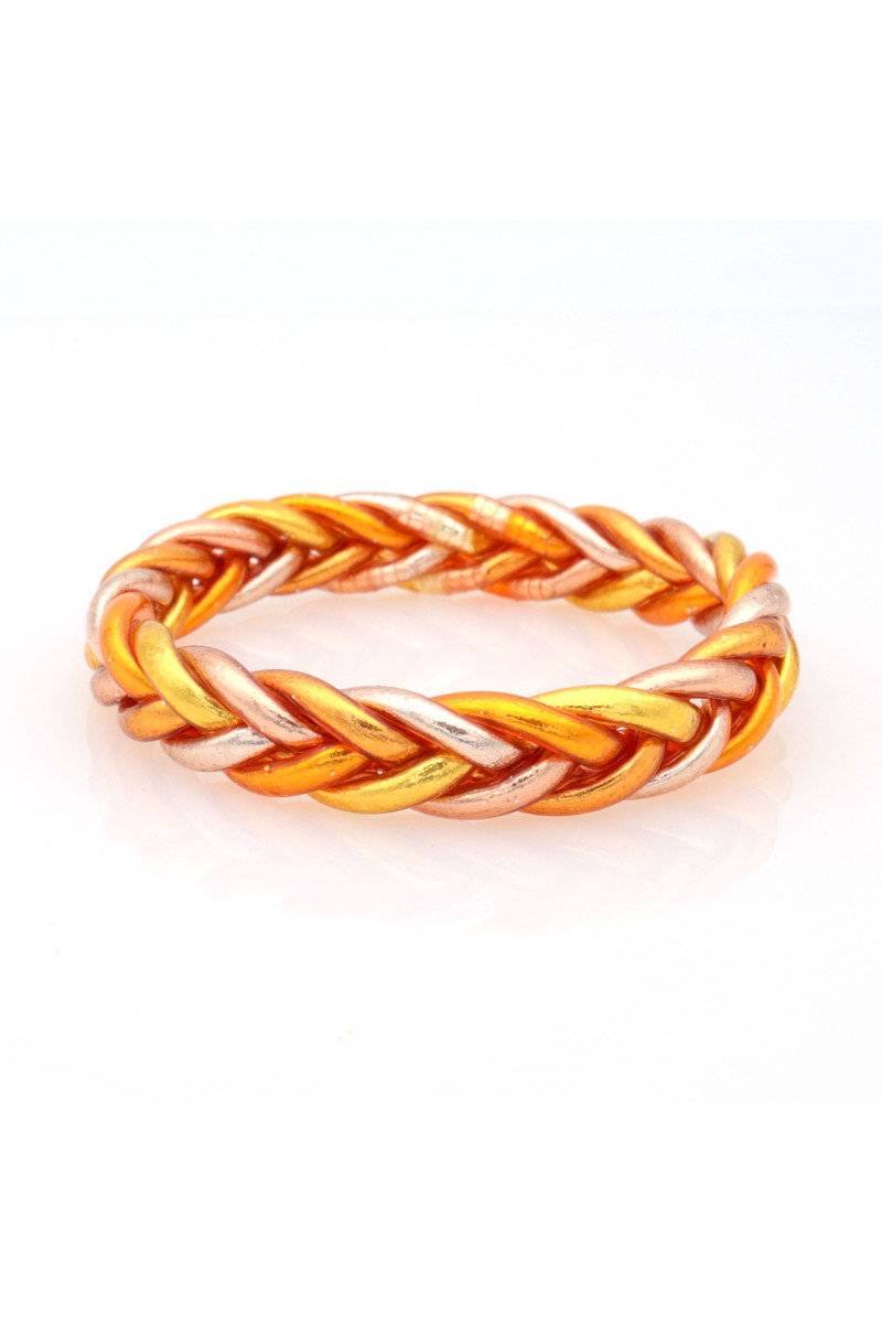 Jonc Bouddhiste tressé 5 couleurs Orange