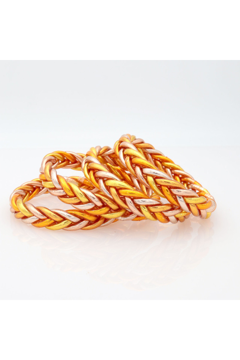 Jonc Bouddhiste tressé 5 couleurs Orange