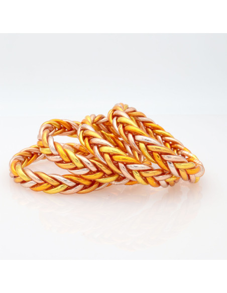 Jonc Bouddhiste tressé 5 couleurs Orange