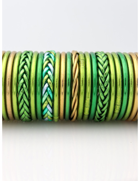 Jonc Bouddhiste tressé 5 couleurs vert