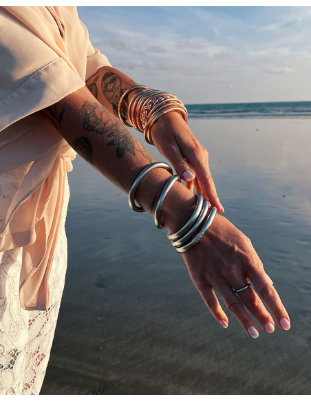MAXI Jonc Bouddhiste Mantra Argenté foncé