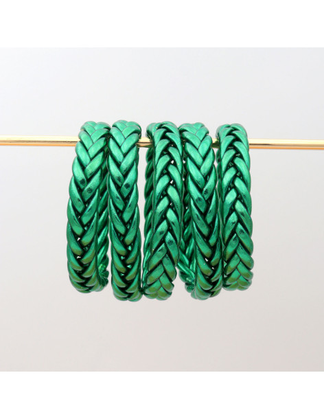Jonc Bouddhiste tressé Vert Paon 2