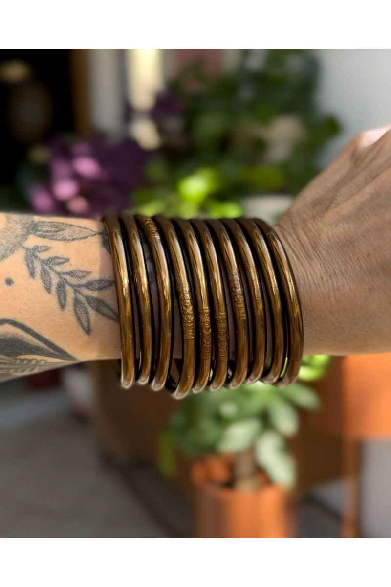 Jonc Bouddhiste Mantra MARRON GLACÉ qualité supérieure (à partir de 10€)