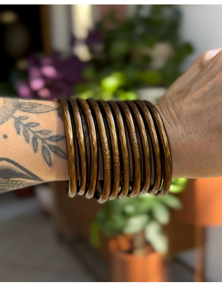 Jonc Bouddhiste Mantra MARRON GLACÉ qualité supérieure (à partir de 10€)