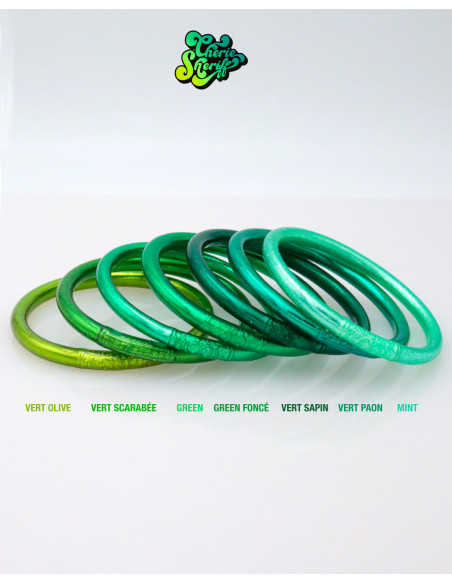 Jonc Bouddhiste Mantra GREEN FONCÉ qualité supérieure (à partir de 10€)