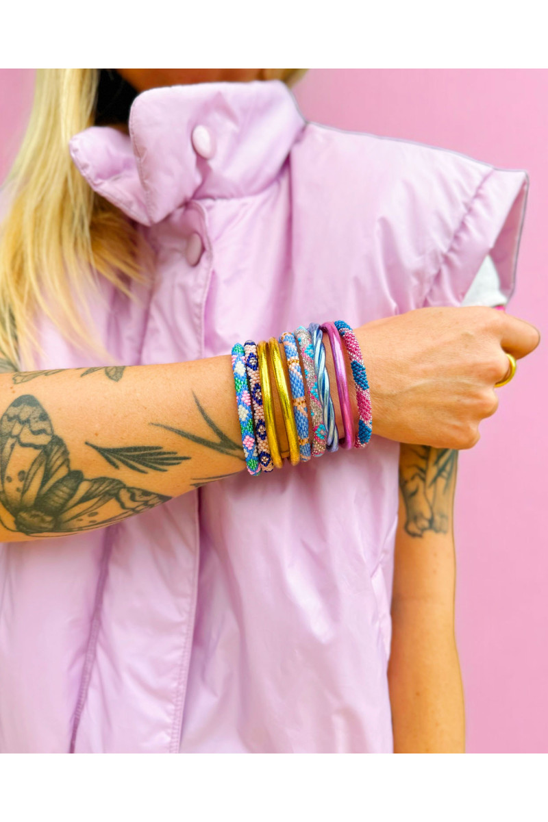 Bracelet Népalais 50 Rose Bleu