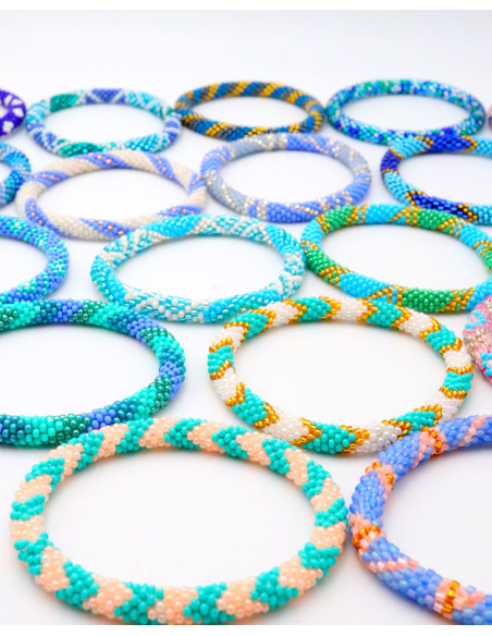 Bracelet Népalais 50 Rose Bleu