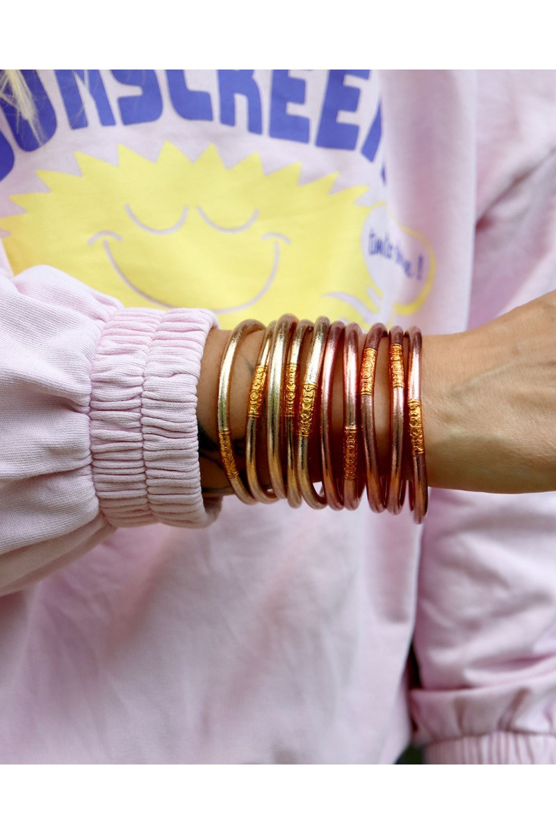 Jonc Bouddhiste ROSE GOLD avec mantra ABRICOT