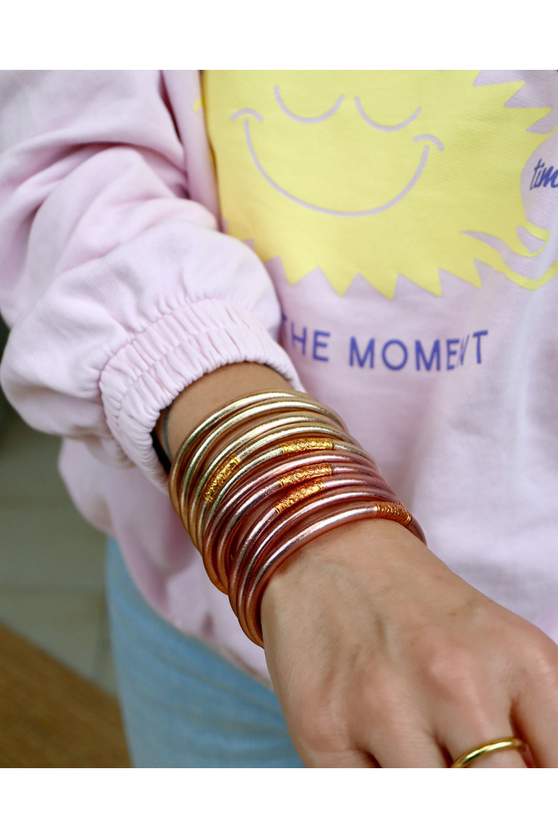 Jonc Bouddhiste ROSE GOLD avec mantra ABRICOT