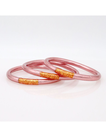 Jonc Bouddhiste ROSE GOLD avec mantra ABRICOT