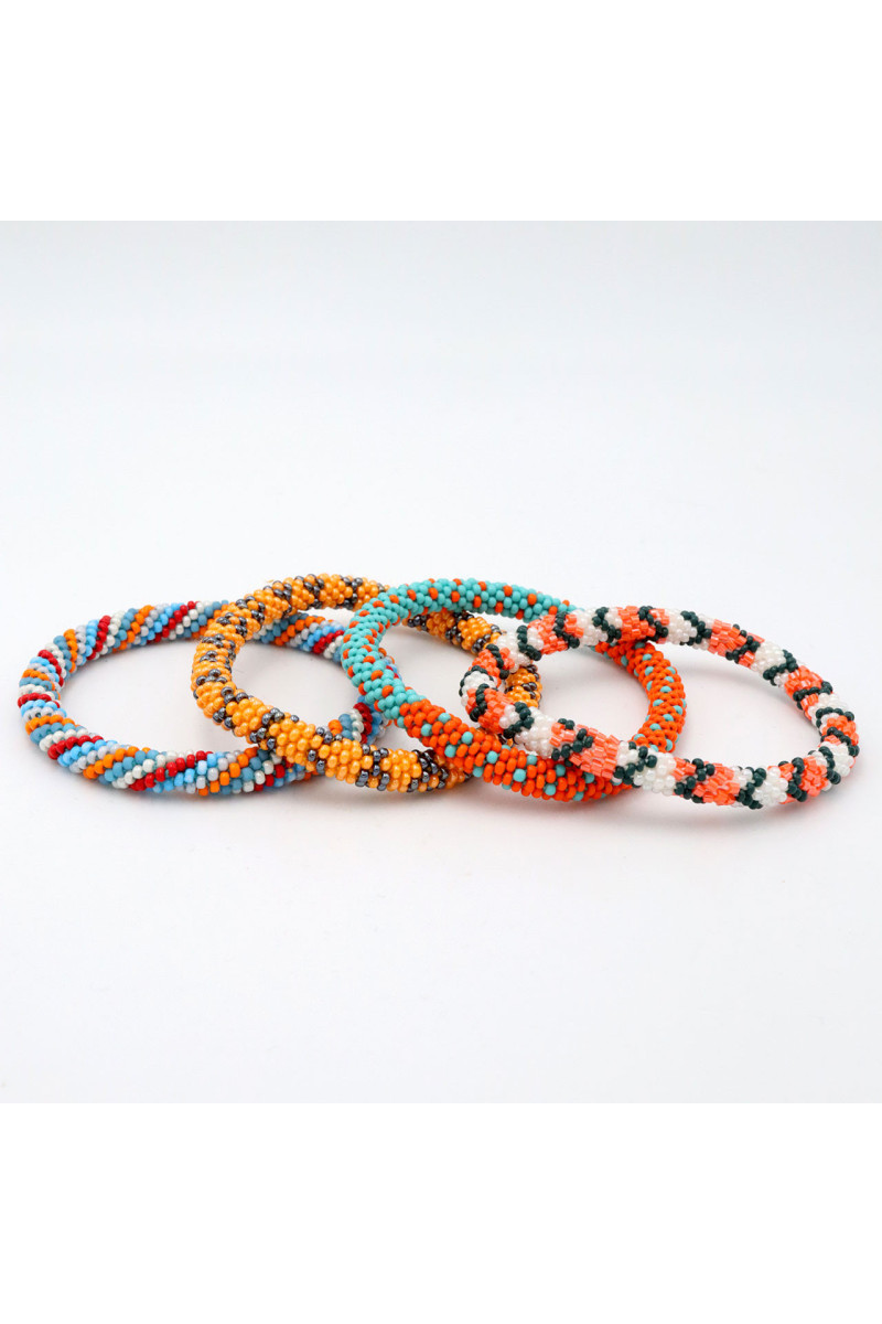 Bracelet Népalais B9 bleu orange