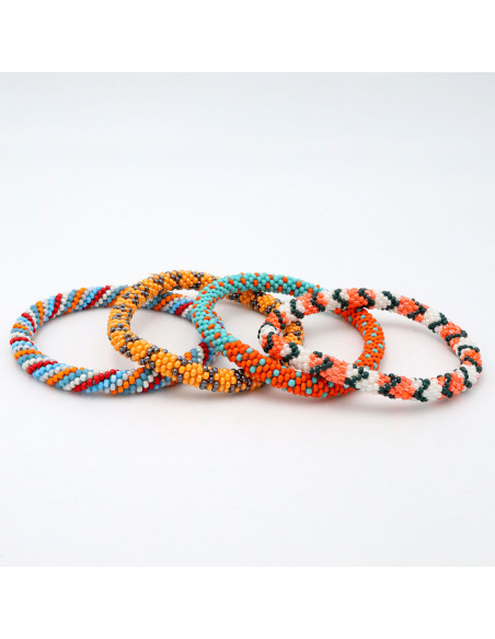 Bracelet Népalais B9 bleu orange