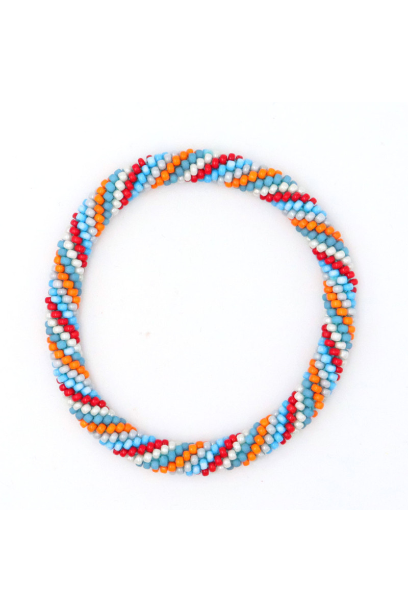 Bracelet Népalais B9 bleu orange