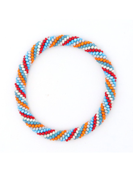 Bracelet Népalais B9 bleu orange
