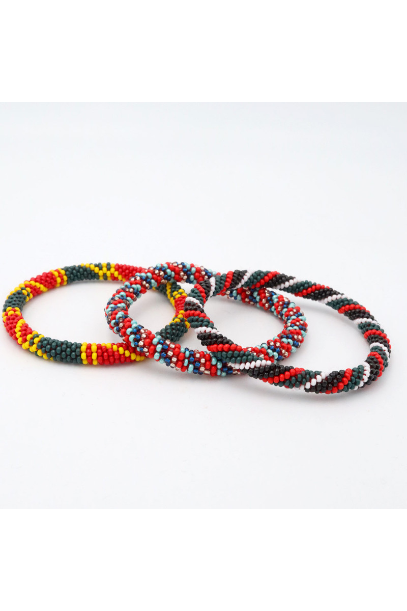 Bracelet Népalais B26 rouge jaune