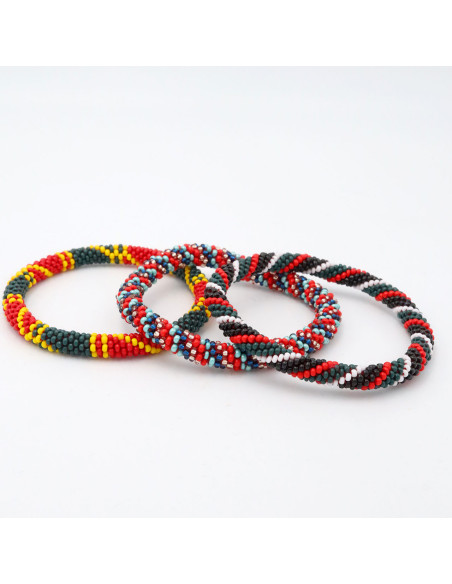 Bracelet Népalais B26 rouge jaune