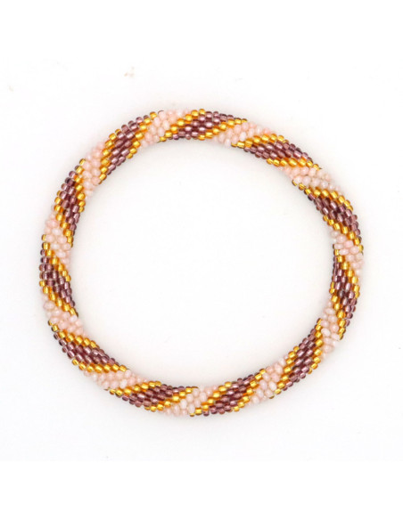Bracelet Népalais C46 Rose poudré Or