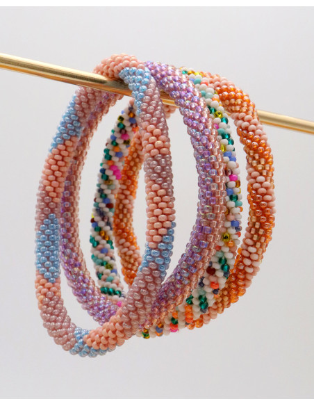 Bracelet Népalais C30 Rose poudré Corail