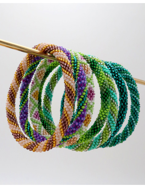 Bracelet Népalais C46 Rose poudré Or 2