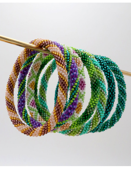 Bracelet Népalais C46 Rose poudré Or