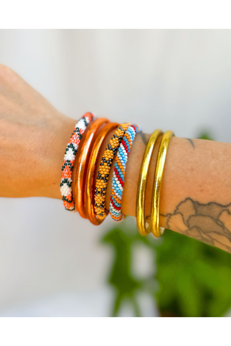 Bracelet Népalais B9 bleu orange