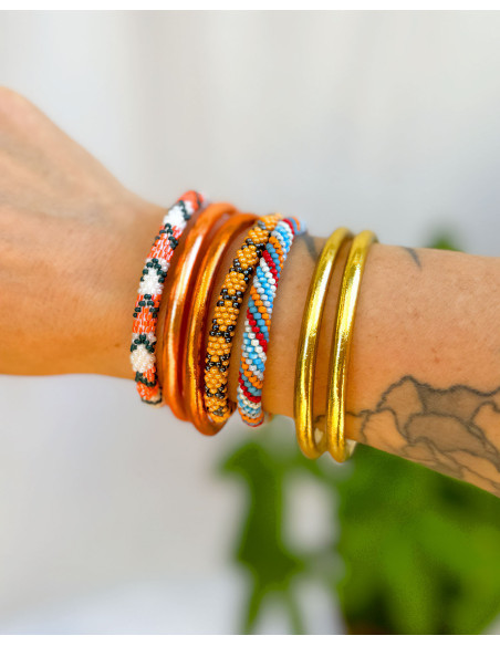 Bracelet Népalais B9 bleu orange
