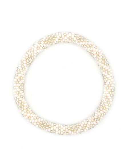 Bracelet Népalais D43 Blanc Argenté