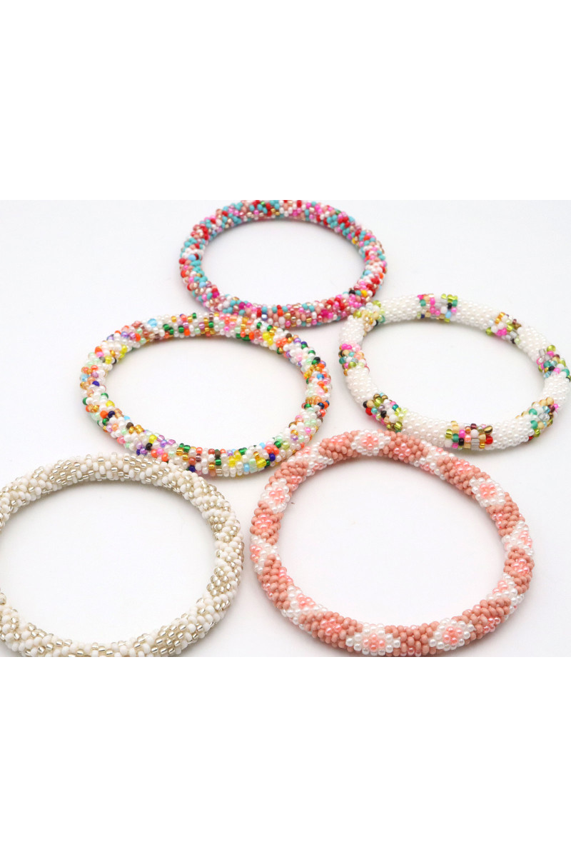 Bracelet Népalais D43 Blanc Argenté