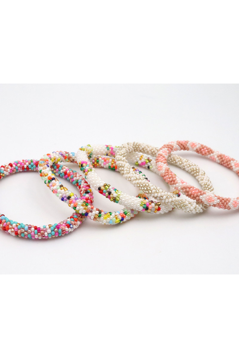 Bracelet Népalais D43 Blanc Argenté