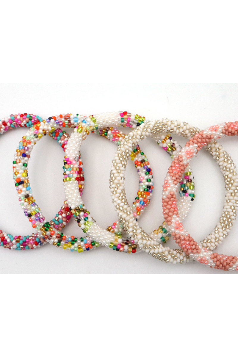 Bracelet Népalais D43 Blanc Argenté