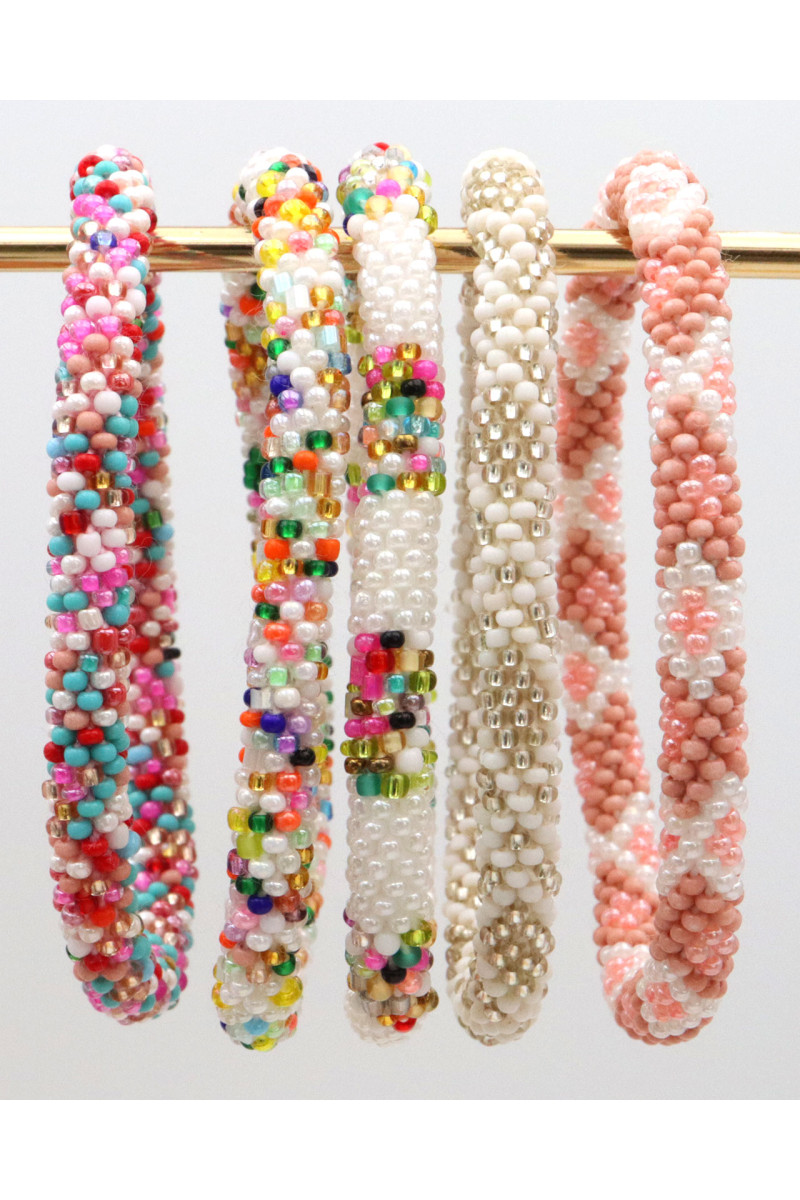 Bracelet Népalais D43 Blanc Argenté