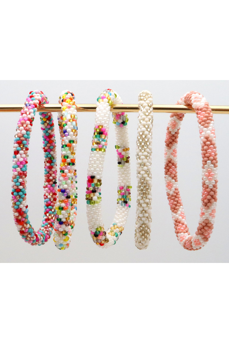 Bracelet Népalais D43 Blanc Argenté
