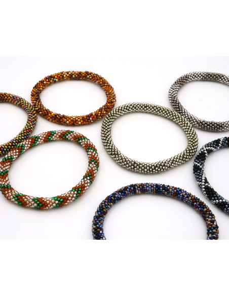 Bracelet Népalais D58 Argenté Gris