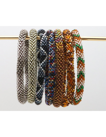 Bracelet Népalais D58 Argenté Gris